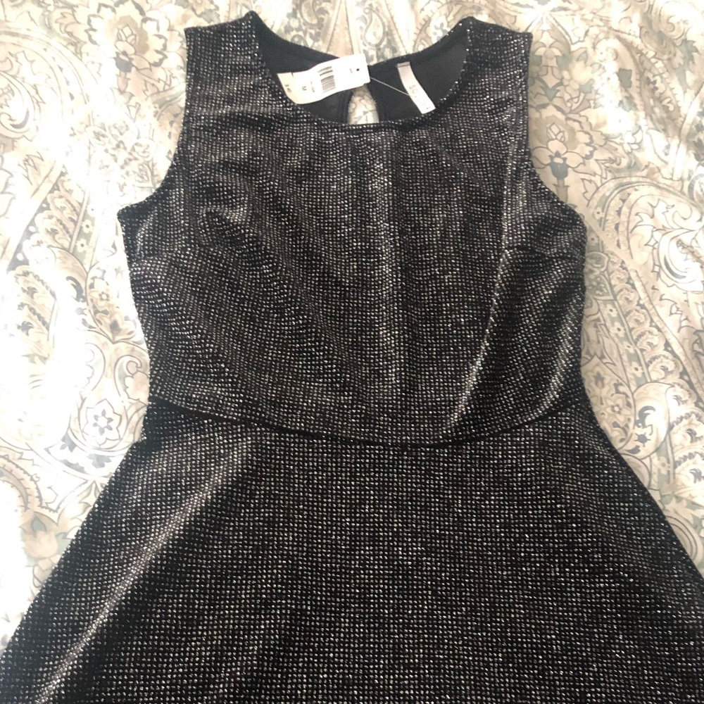 NWT- black crushed velvet sparkle dress